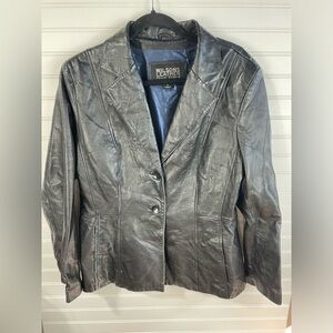 Wilsons Leather Pelle Studio Black 90s Leather Blazer Jacket Large Women’s GUC
